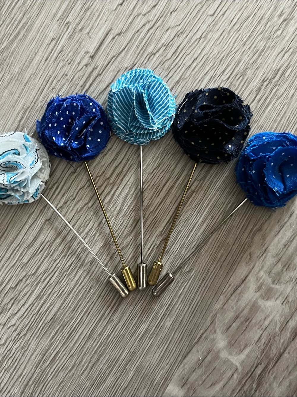 Floral Fabric Lapel Pins - Blue Mix